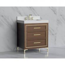 Madeli B865-30-001-LY-BR-HY-BN - Madeli Vision 30'' Free standing Vanity Cabinet in Brandy/HW: Handles/Feet Brushed Nicke