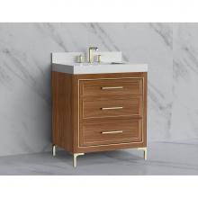 Madeli B865-30-001-LY-NW-HY-BN - Madeli Vision 30'' Free standing Vanity Cabinet in Natural Walnut/HW: Handle & Feet