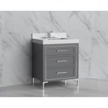 Madeli B865-30-001-LY-TG-HY-MB - Madeli Vision 30'' Free standing Vanity Cabinet in Studio Grey/HW: Handles/Feet Matte Bl