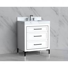 Madeli B865-30-001-LY-WH-HY-MB - Madeli Vision 30'' Free standing Vanity Cabinet in White/HW: Handles/Feet Matte Black(MB