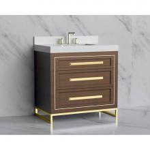 Madeli B865-36-001-LC-BR-HP-PN - Madeli Vision 36'' Free standing Vanity Cabinet in Brandy/HW: Handles/Feet Polished Nick