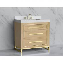 Madeli B865-36-001-LC-NO-HP-BN - Madeli Vision 36'' Free standing Vanity Cabinet in Natural Oak/HW: Handle & Feet Bru