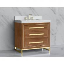 Madeli B865-36-001-LC-NW-HP-BN - Madeli Vision 36'' Free standing Vanity Cabinet in Natural Walnut/HW: Handle & Feet