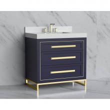 Madeli B865-36-001-LC-SA-HP-MB - Madeli Vision 36'' Free standing Vanity Cabinet in Sapphire/HW: Handles/Feet Matte Black