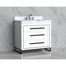 Madeli B865-36-001-LC-WH-HP-PC - Madeli Vision 36'' Free standing Vanity Cabinet in White/HW: Handles/Feet Polished Chrom