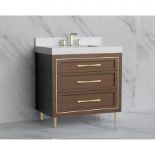 Madeli B865-36-001-LR-BR-HR-BN - Madeli Vision 36'' Free standing Vanity Cabinet in Brandy/HW: Handles/Feet Brushed Nicke