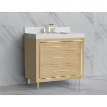 Madeli B865-36-001-LR-NO-HR-BN - Madeli Vision 36'' Free standing Vanity Cabinet in Natural Oak/HW: Handle & Feet Bru