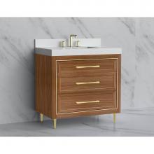 Madeli B865-36-001-LR-NW-HR-BN - Madeli Vision 36'' Free standing Vanity Cabinet in Natural Walnut/HW: Handle & Feet