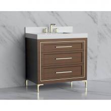 Madeli B865-36-001-LY-BR-HY-MB - Madeli Vision 36'' Free standing Vanity Cabinet in Brandy/HW: Handles/Feet Matte Black(M