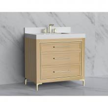 Madeli B865-36-001-LY-NO-HY-BN - Madeli Vision 36'' Free standing Vanity Cabinet in Natural Oak/HW: Handle & Feet Bru