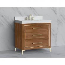 Madeli B865-36-001-LY-NW-HY-BN - Madeli Vision 36'' Free standing Vanity Cabinet in Natural Walnut/HW: Handle & Feet