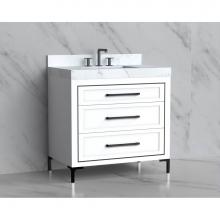 Madeli B865-36-001-LY-WH-HY-PC - Madeli Vision 36'' Free standing Vanity Cabinet in White/HW: Handles/Feet Polished Chrom