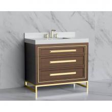 Madeli B865-42-001-LC-BR-HP-BN - Madeli Vision 42'' Free standing Vanity Cabinet in Brandy/HW: Handles/Feet Brushed Nicke