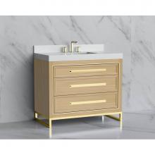 Madeli B865-42-001-LC-NO-HP-BN - Madeli Vision 42'' Free standing Vanity Cabinet in Natural Oak/HW: Handle & Feet Bru