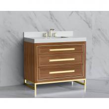 Madeli B865-42-001-LC-NW-HP-BN - Madeli Vision 42'' Free standing Vanity Cabinet in Natural Walnut/HW: Handle & Feet