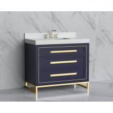 Madeli B865-42-001-LC-SA-HP-MB - Madeli Vision 42'' Free standing Vanity Cabinet in Sapphire/HW: Handles/Feet Matte Black