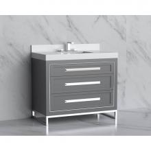 Madeli B865-42-001-LC-TG-HP-BN - Madeli Vision 42'' Free standing Vanity Cabinet in Studio Grey/HW: Handles/Feet Brushed