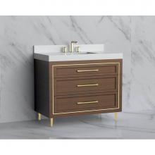 Madeli B865-42-001-LR-BR-HR-BN - Madeli Vision 42'' Free standing Vanity Cabinet in Brandy/HW: Handles/Feet Brushed Nicke