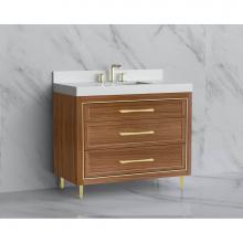 Madeli B865-42-001-LR-NW-HR-MB - Madeli Vision 42'' Free standing Vanity Cabinet in Natural Walnut/HW: Handle & Feet