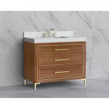 Madeli B865-42-001-LY-NW-HY-MB - Madeli Vision 42'' Free standing Vanity Cabinet in Natural Walnut/HW: Handle & Feet