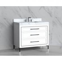 Madeli B865-42-001-LY-WH-HY-BN - Madeli Vision 42'' Free standing Vanity Cabinet in White/HW: Handles/Feet Brushed Nickel