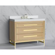 Madeli B865-48C-001-LC-NO-HP-BN - Madeli Vision 48C'' Free standing Vanity Cabinet in Natural Oak/HW: Handle & Feet Br