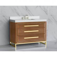 Madeli B865-48C-001-LC-NW-HP-BN - Madeli Vision 48C'' Free standing Vanity Cabinet in Natural Walnut/HW: Handle & Feet