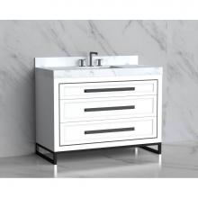 Madeli B865-48C-001-LC-WH-HP-MB - Madeli Vision 48C'' Free standing Vanity Cabinet in White/HW: Handles/Feet Matte Black(M