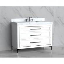 Madeli B865-48C-001-LY-WH-HY-BN - Madeli Vision 48C'' Free standing Vanity Cabinet in White/HW: Handles/Feet Brushed Nicke