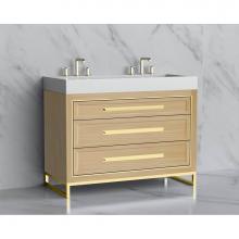 Madeli B865-48D-001-LC-NO-HP-BN - Madeli Vision 48D'' Free standing Vanity Cabinet in Natural Oak/HW: Handle & Feet Br