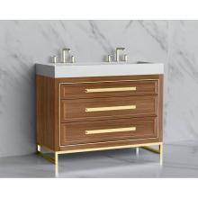 Madeli B865-48D-001-LC-NW-HP-BN - Madeli Vision 48D'' Free standing Vanity Cabinet in Natural Walnut/HW: Handle & Feet