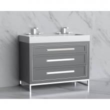 Madeli B865-48D-001-LC-TG-HP-PN - Madeli Vision 48D'' Free standing Vanity Cabinet in Studio Grey/HW: Handles/Feet Polishe