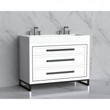 Madeli B865-48D-001-LC-WH-HP-PN - Madeli Vision 48D'' Free standing Vanity Cabinet in White/HW: Handles/Feet Polished Nick