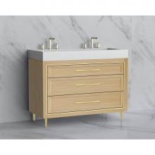 Madeli B865-48D-001-LR-NO-HR-BN - Madeli Vision 48D'' Free standing Vanity Cabinet in Natural Oak/HW: Handle & Feet Br