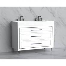 Madeli B865-48D-001-LR-WH-HR-BN - Madeli Vision 48D'' Free standing Vanity Cabinet in White/HW: Handles/Feet Brushed Nicke