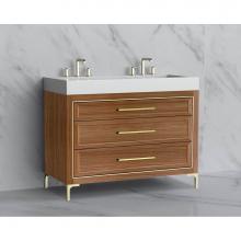 Madeli B865-48D-001-LY-NW-HY-BN - Madeli Vision 48D'' Free standing Vanity Cabinet in Natural Walnut/HW: Handle & Feet