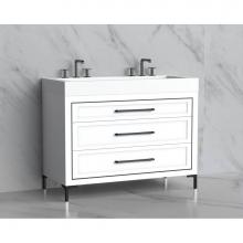 Madeli B865-48D-001-LY-WH-HY-BN - Madeli Vision 48D'' Free standing Vanity Cabinet in White/HW: Handles/Feet Brushed Nicke