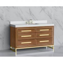 Madeli B865-60C-001-LC-NW-HP-MB - Madeli Vision 60C'' Free standing Vanity Cabinet in Natural Walnut/HW: Handle & Feet