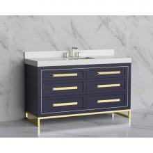 Madeli B865-60C-001-LC-SA-HP-BN - Madeli Vision 60C'' Free standing Vanity Cabinet in Sapphire/HW: Handles/Feet Brushed Ni