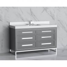 Madeli B865-60C-001-LC-TG-HP-MB - Madeli Vision 60C'' Free standing Vanity Cabinet in Studio Grey/HW: Handles/Feet Matte B