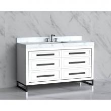 Madeli B865-60C-001-LC-WH-HP-MB - Madeli Vision 60C'' Free standing Vanity Cabinet in White/HW: Handles/Feet Matte Black(M