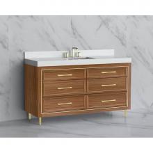 Madeli B865-60C-001-LR-NW-HR-BN - Madeli Vision 60C'' Free standing Vanity Cabinet in Natural Walnut/HW: Handle & Feet