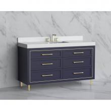 Madeli B865-60C-001-LR-SA-HR-BN - Madeli Vision 60C'' Free standing Vanity Cabinet in Sapphire/HW: Handles/Feet Brushed Ni