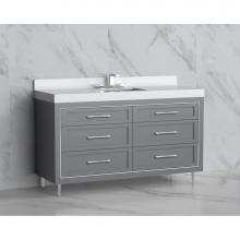 Madeli B865-60C-001-LR-TG-HR-BN - Madeli Vision 60C'' Free standing Vanity Cabinet in Studio Grey/HW: Handles/Feet Brushed