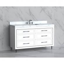 Madeli B865-60C-001-LR-WH-HR-PC - Madeli Vision 60C'' Free standing Vanity Cabinet in White/HW: Handles/Feet Polished Chro