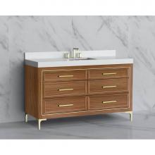 Madeli B865-60C-001-LY-NW-HY-BN - Madeli Vision 60C'' Free standing Vanity Cabinet in Natural Walnut/HW: Handle & Feet