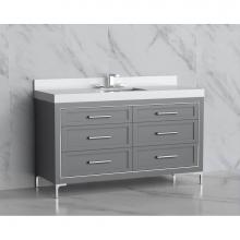 Madeli B865-60C-001-LY-TG-HY-BN - Madeli Vision 60C'' Free standing Vanity Cabinet in Studio Grey/HW: Handles/Feet Brushed