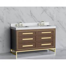 Madeli B865-60D-001-LC-BR-HP-SB - Madeli Vision 60D'' Free standing Vanity Cabinet in Brandy/HW: Handles/Feet Satin Brass(