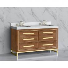 Madeli B865-60D-001-LC-NW-HP-BN - Madeli Vision 60D'' Free standing Vanity Cabinet in Natural Walnut/HW: Handle & Feet