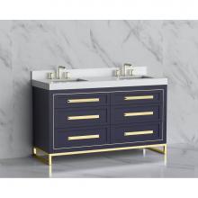 Madeli B865-60D-001-LC-SA-HP-BN - Madeli Vision 60D'' Free standing Vanity Cabinet in Sapphire/HW: Handles/Feet Brushed Ni